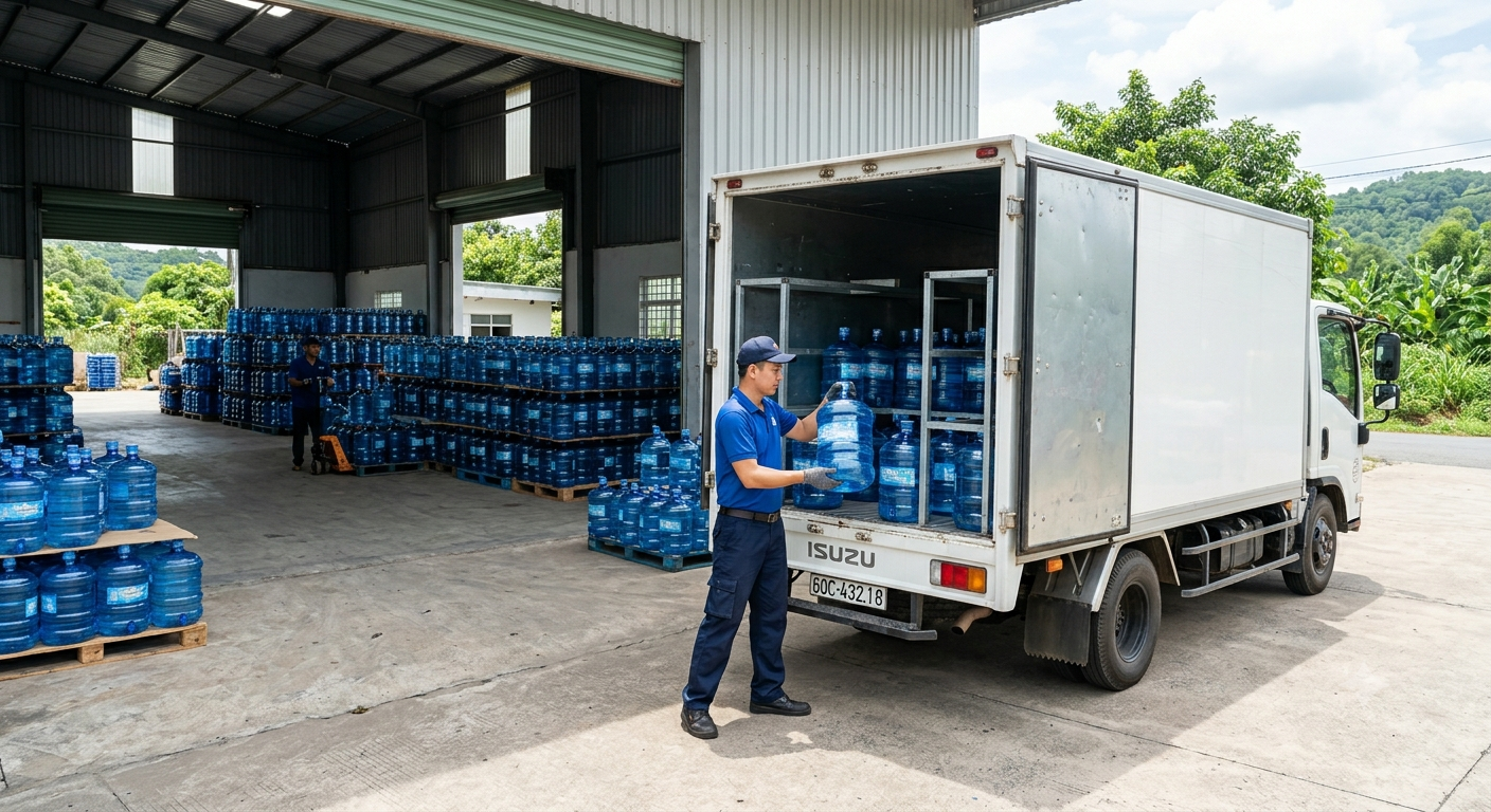 Quy trình tiếp nhận đơn hàng và giao nước chuyên nghiệp
